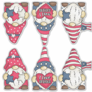 Zwei Sets von patriotischen USA-Flaggen-Gartenzwer Aufkleber
