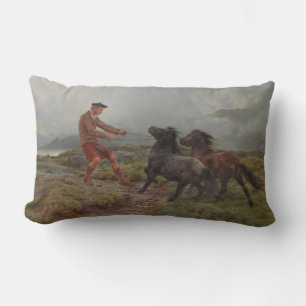 Zwei Shetland Ponys in einer malerischen Hochlands Lendenkissen