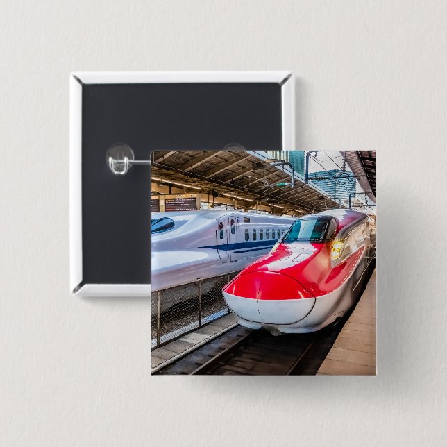 Zwei Shinkansen am Bahnhof Tokio Button (Vorne & Hinten)