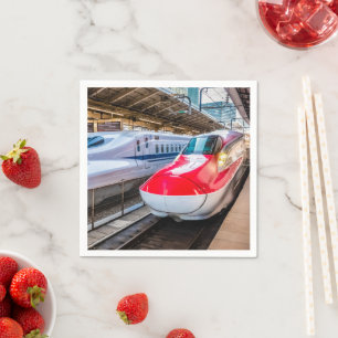 Zwei Shinkansen am Bahnhof Tokio Serviette