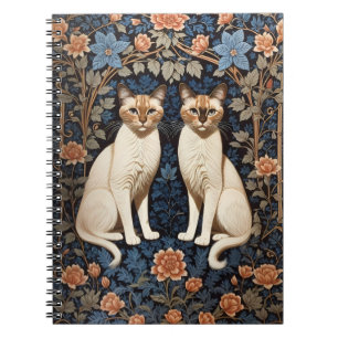 Zwei siamesische Katzen William Morris Inspiriert Notizblock