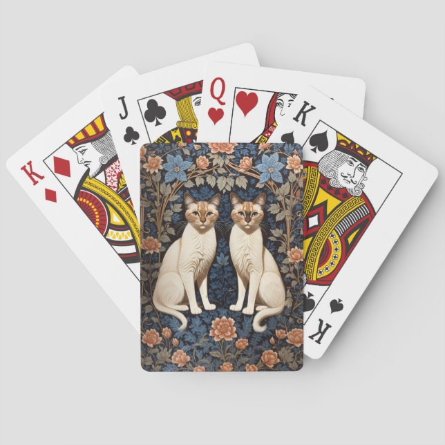 Zwei siamesische Katzen William Morris Inspiriert Spielkarten (Rückseite)