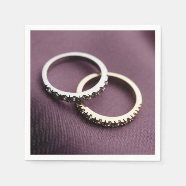 Zwei Silver Wedding Rings Paper Napkins Serviette (Vorderseite)
