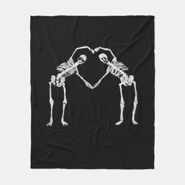Zwei Skeleton Hearts Hands Classic Fleecedecke (Vorderseite)