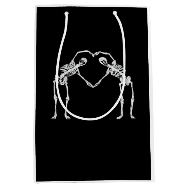 Zwei Skeleton Hearts Hands Classic Mittlere Geschenktüte (Vorderseite)