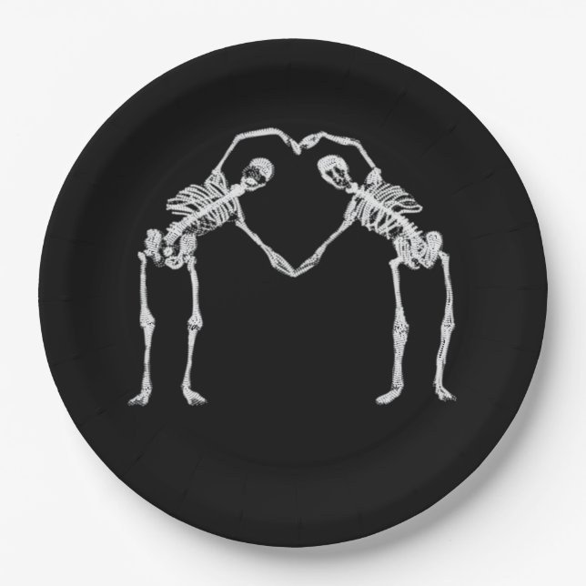Zwei Skeleton Hearts Hands Classic Pappteller (Vorderseite)