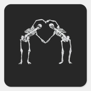 Zwei Skeleton Hearts Hands Classic Quadratischer Aufkleber