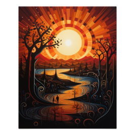 Zwei Sonnen im Sonnenuntergang Fotodruck