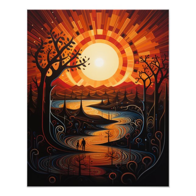 Zwei Sonnen im Sonnenuntergang Fotodruck (Vorne)