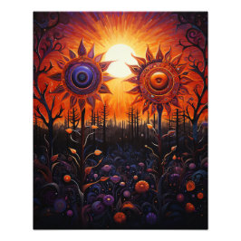 Zwei Sonnen im Sonnenuntergang Fotodruck