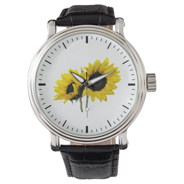 Zwei Sonnenblumen Armbanduhr (Vorderseite)