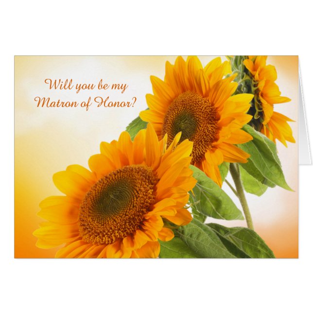 Zwei Sonnenblumen, die Trauzeugin-Anmerkungs-Karte (Vorderseite (Horizontal))