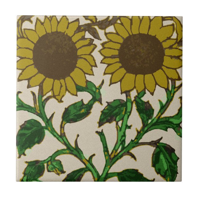 Zwei Sonnenblumen Fliese (Vorderseite)