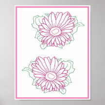 Zwei Sonnenblumen-Konturen, Poster