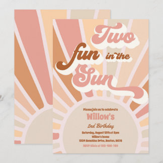 Zwei Spaß in der Sonne Sonnenschein 2. Geburtstag  Einladung