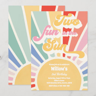 Zwei Spaß in der Sonne Sonnenschein 2. Geburtstag  Einladung