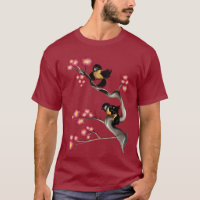 Zwei Spatzen auf einem Niederlassungs-Shirt