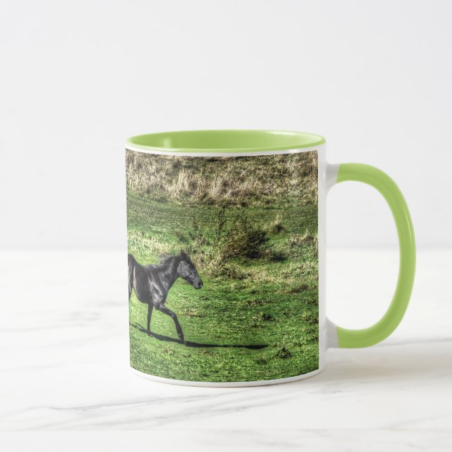 Zwei spielende Ranch Pferde Foto Tasse (Rechts)