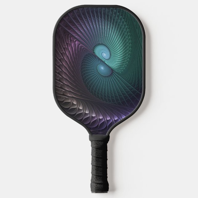 Zwei Spiralen farbenfroh Modernes Abstraktes Frakt Pickleball Schläger (Vorderseite)