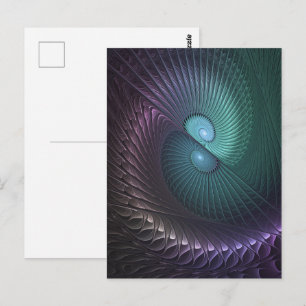 Zwei Spiralen farbenfroh Modernes Abstraktes Frakt Postkarte