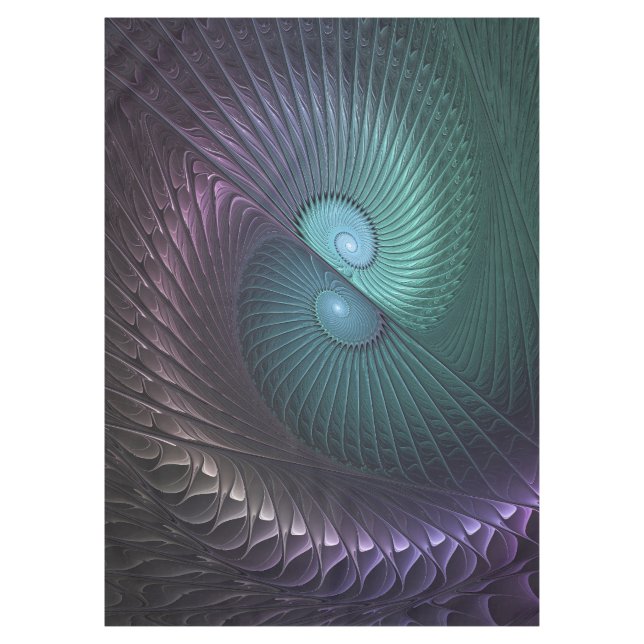 Zwei Spiralen farbenfroh Modernes Abstraktes Frakt Tischdecke (Vorderseite)