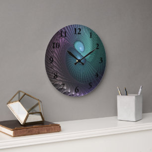 Zwei Spiralen Farbige Moderne Abstrakte Fraktal Ku Große Wanduhr