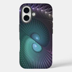 Zwei Spiralen Farbige Moderne Abstrakte Fraktal Ku iPhone 16 Hülle