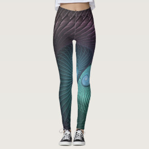 Zwei Spiralen Farbige Moderne Abstrakte Fraktal Ku Leggings