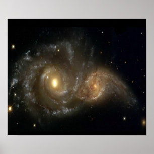 Zwei Spiralgalaxien Kollidierendes Poster