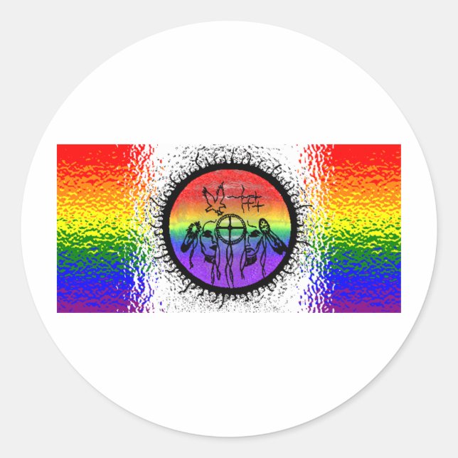 Zwei Spirit Flag Glasdesign Runder Aufkleber (Vorderseite)