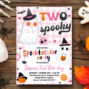 Zwei Spookes Halloween Niedliches Gespenst 2. Gebu Einladung