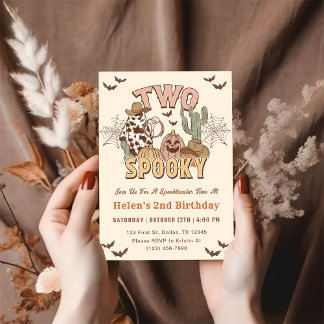 Zwei Spooky 2. Geburtstag Western Party Einladung
