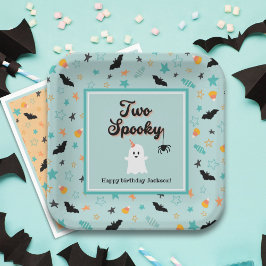 Zwei Spooky Gender Neutral Halloween 2. Geburtstag Pappteller