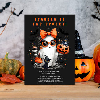 Zwei Spooky Ghost Halloween 2. Geburtstags-Party Einladung