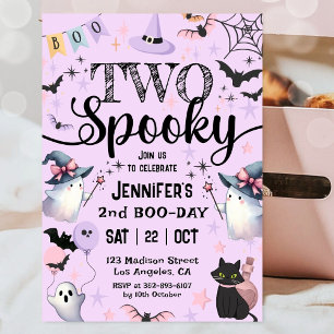 Zwei Spooky Ghost Lila Halloween 2. Geburtstag Einladung