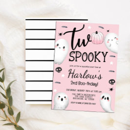Zwei Spooky Ghost Pastell Pink Halloween Geburtsta Einladung