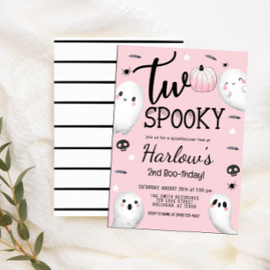 Zwei Spooky Ghost Pastell Pink Halloween Geburtsta Einladung