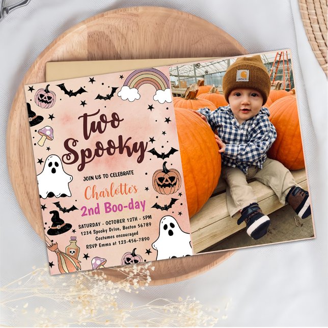 Zwei Spooky Halloween 2. Geburtstag Party Foto Einladung (Von Creator hochgeladen)