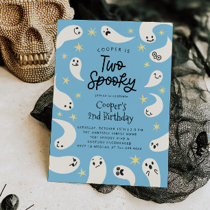 Zwei Spooky Halloween Blue Ghost Geburtstag Einladung