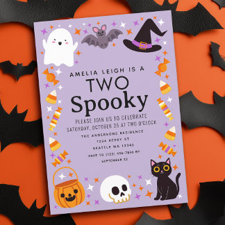 Zwei Spooky Halloween Kinder 2. Geburtstag Einladung