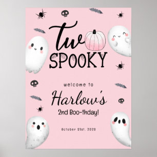 Zwei Spooky Pink Ghost Halloween Geburtstag Willko Poster