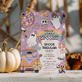 Zwei Spooky Retro Fun Halloween 2. Geburtstag Part Einladung