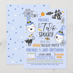 Zwei Spooky zum Geburtstag Einladung - Blau
