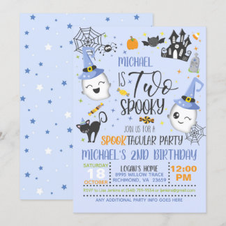 Zwei Spooky zum Geburtstag Einladung - Blau