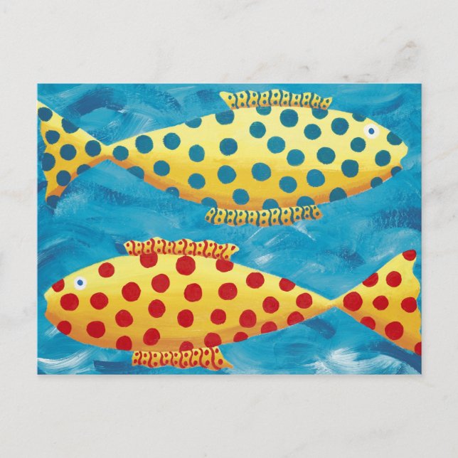 Zwei Spotty Fish Gemälde Postkarte (Vorderseite)