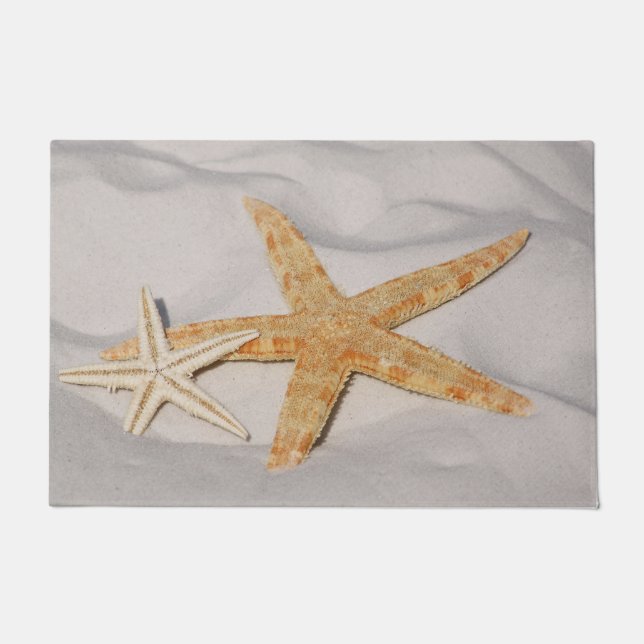 Zwei Starfish im Sand groß Fußmatte (Vorderseite)