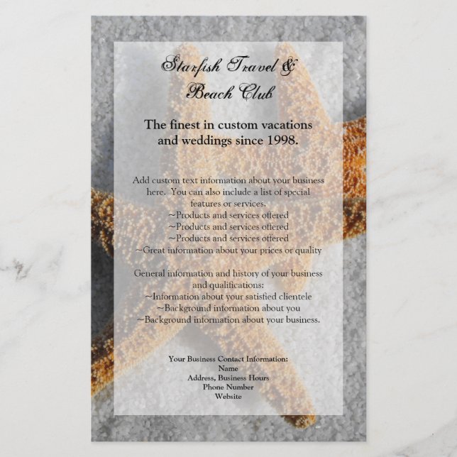 Zwei Starfish in Sand, Beach Flyer oder Programm (Vorne)