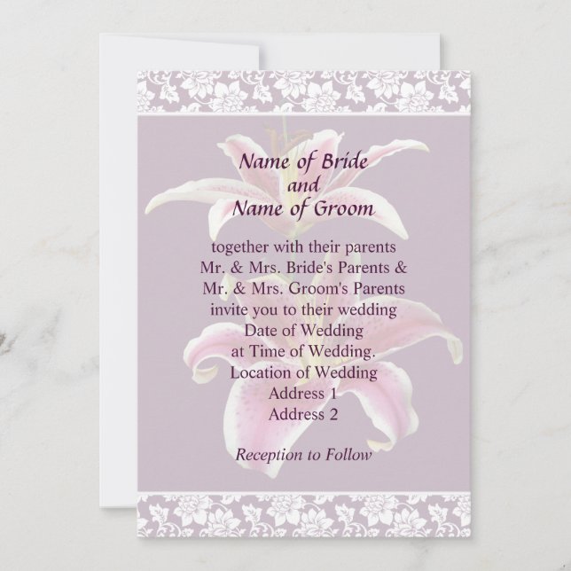 Zwei Stargazer Lilies Wedding Invitation Set Einladung (Vorderseite)