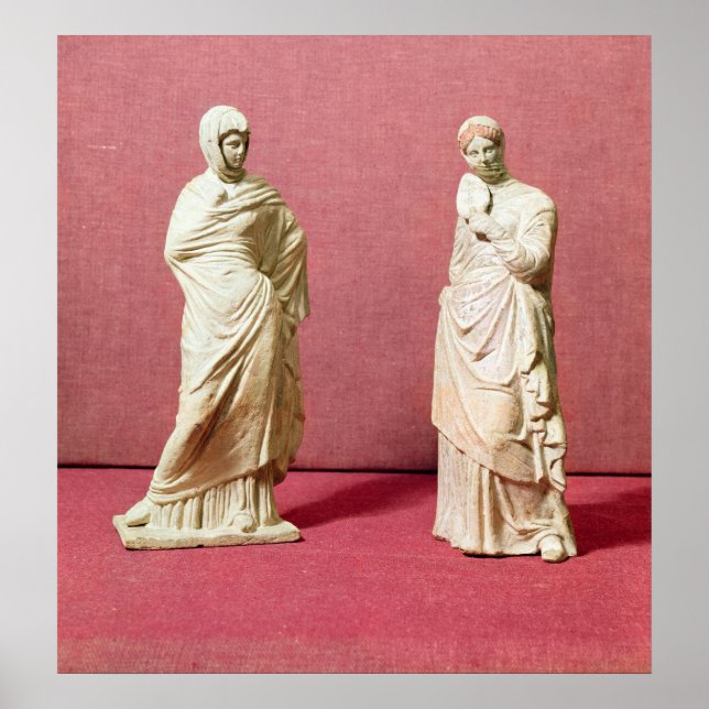 Zwei Statuen stehender Frauen aus Tanagra Poster (Vorne)
