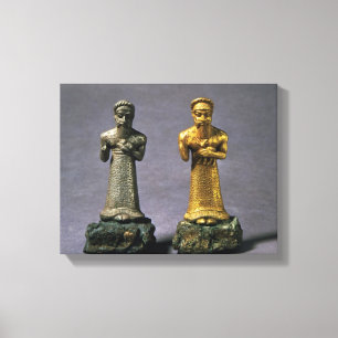 Zwei Statuetten der Männer, die Angebote der Leinwanddruck